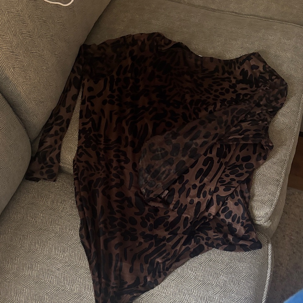 All Worthy by Hunter McGrady Black and Brown Animal Print Bodysuit